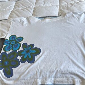 Marni White Tee with Blue and Green Floral Motif
